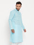 Vastramay Men's Aqua Cotton Kurta